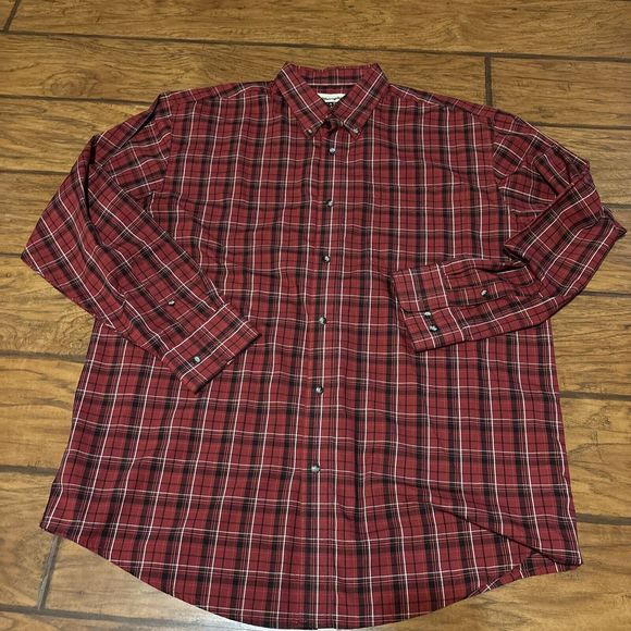 Wrangler Riata Western Shirt Mens XL Red Plaid Button Up down Cowboy christmas - Picture 1 of 7